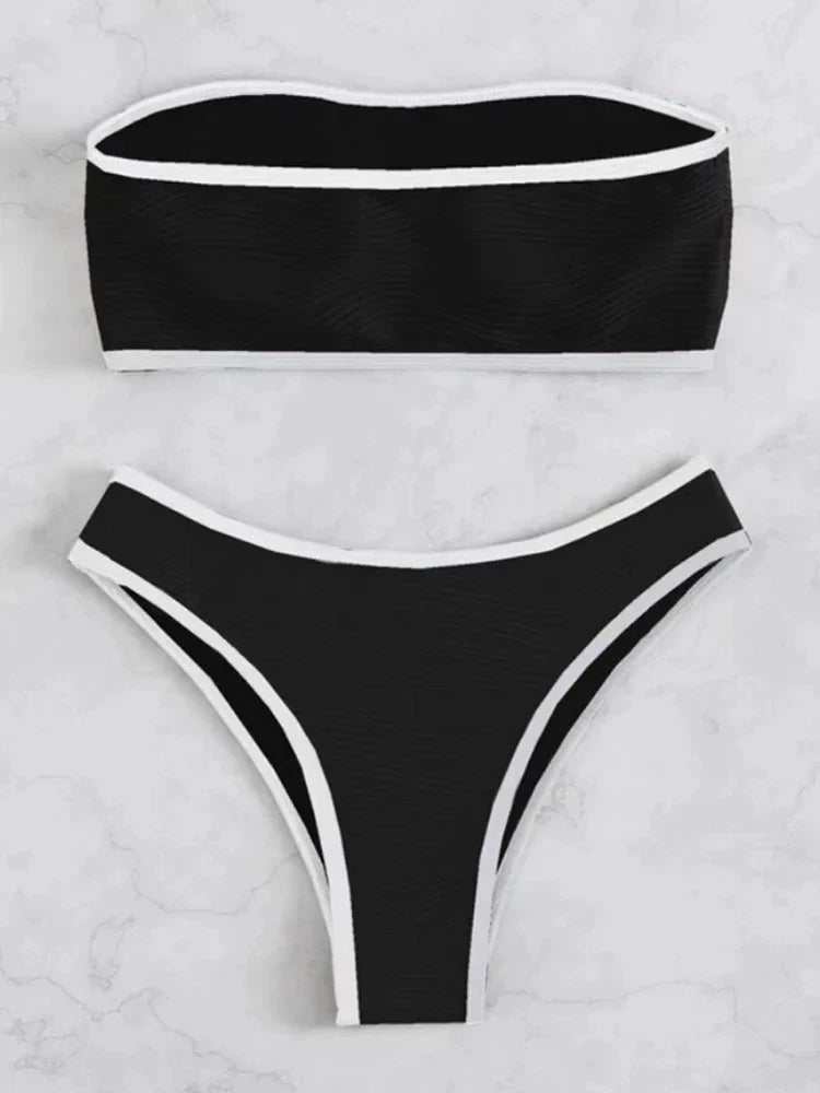 Dam Bikini Set Hög Midja Polyester Elastan-4