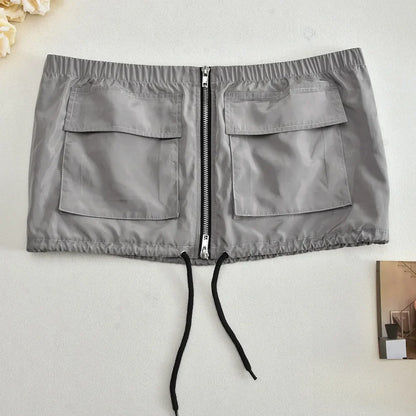 Dam Crop Top Kort Monokrom Polyester-6