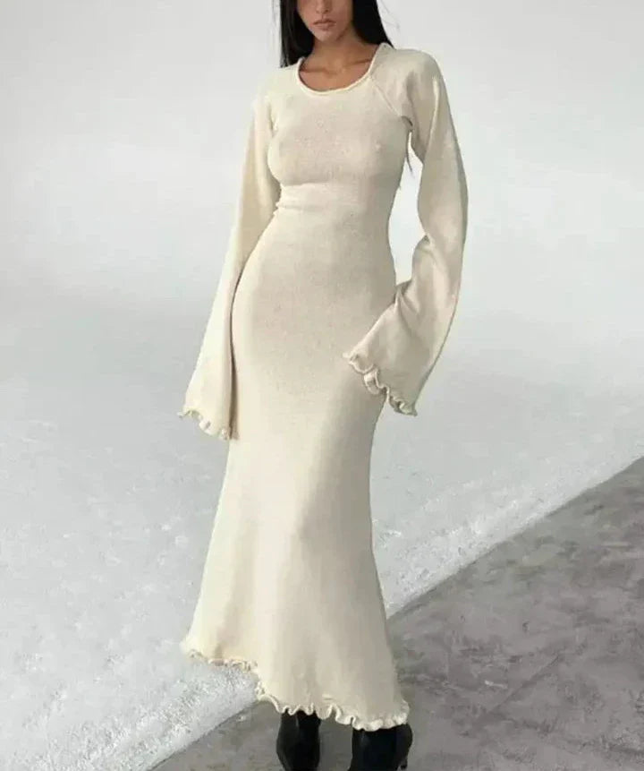 Variant image for Maxiklänning Dam Bohemisk Stickad med Ruffles-9