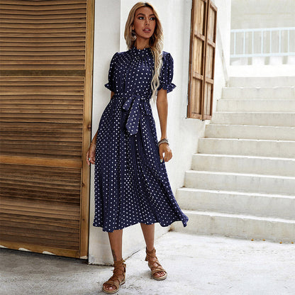 Dam Klänning Plisserad Prickmönster Polyester Elegans-1