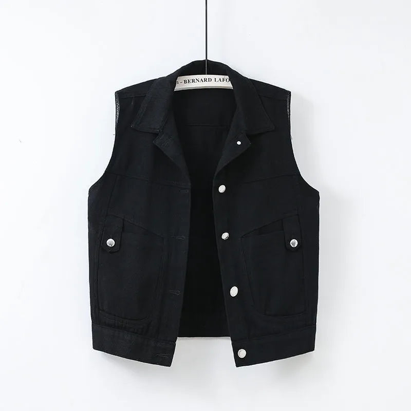 Variant image for Dam Casual Denimväst med Fickor Denim-6