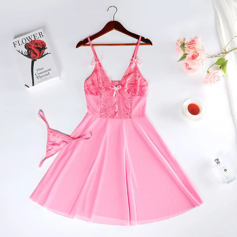 Dam Nattklänning V-ringad Mjuk Knälång Tyg-5