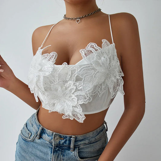 Dam Festtopp Ärmlös Blommotiv Polyester Spandex-1