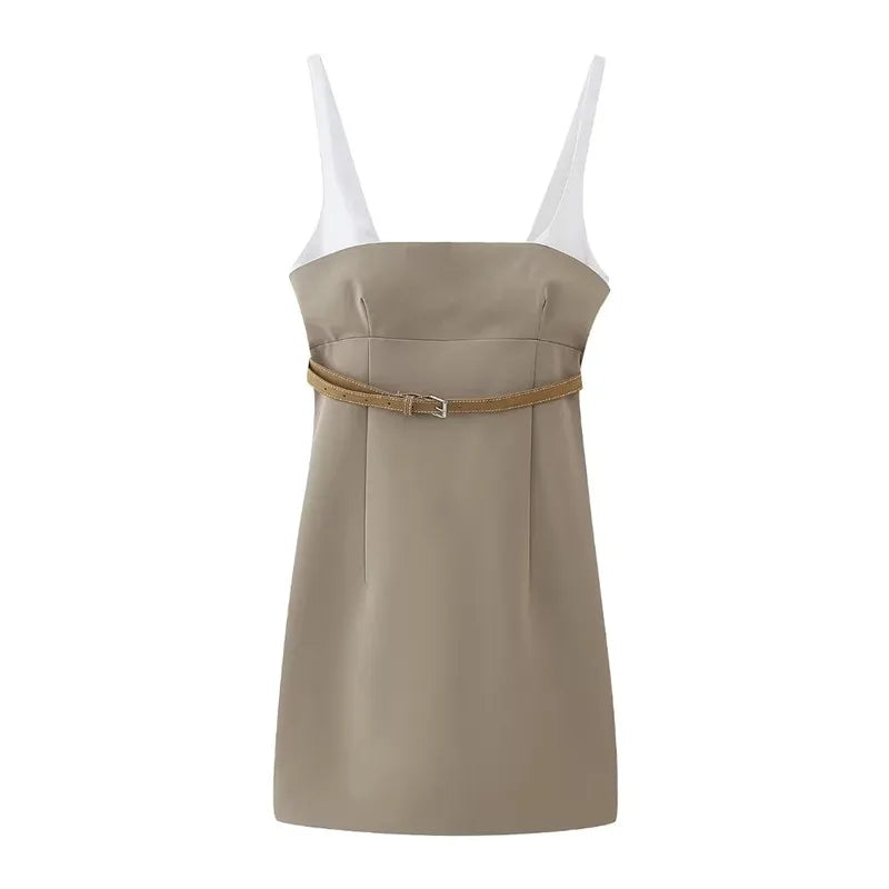 Variant image for Kvinnors Miniklänning Fyrkantig Halsringning Polyester-1