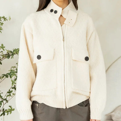 Stickad Dam Tröja Rullkrage Ull Elegant Komfort-1