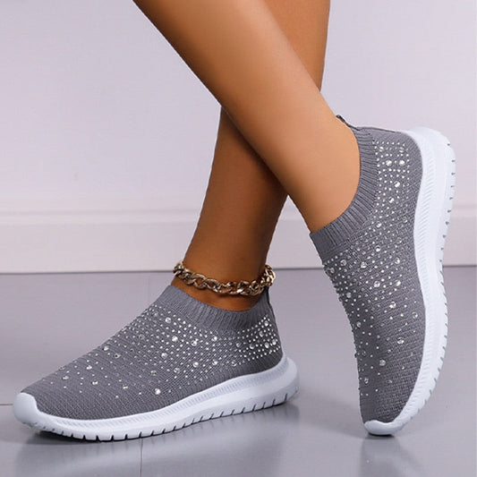Dam Sneakers Ortopedisk Glittrande Textil med Chockdämpande Gummisula-1