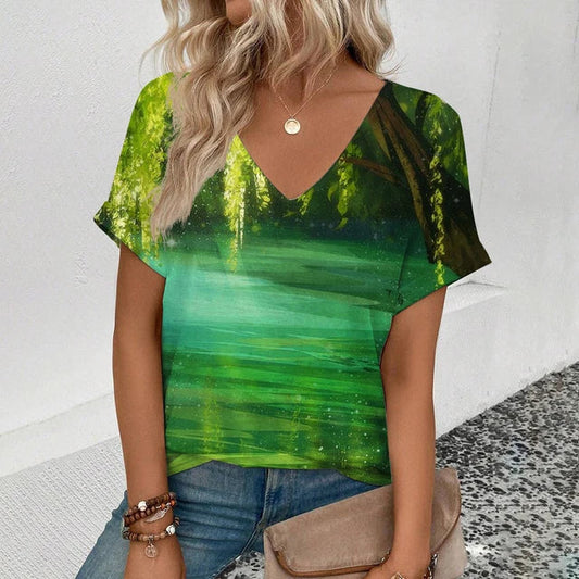 Kvinnors Kort Blus Justerbar Ventilerad Bomull-1