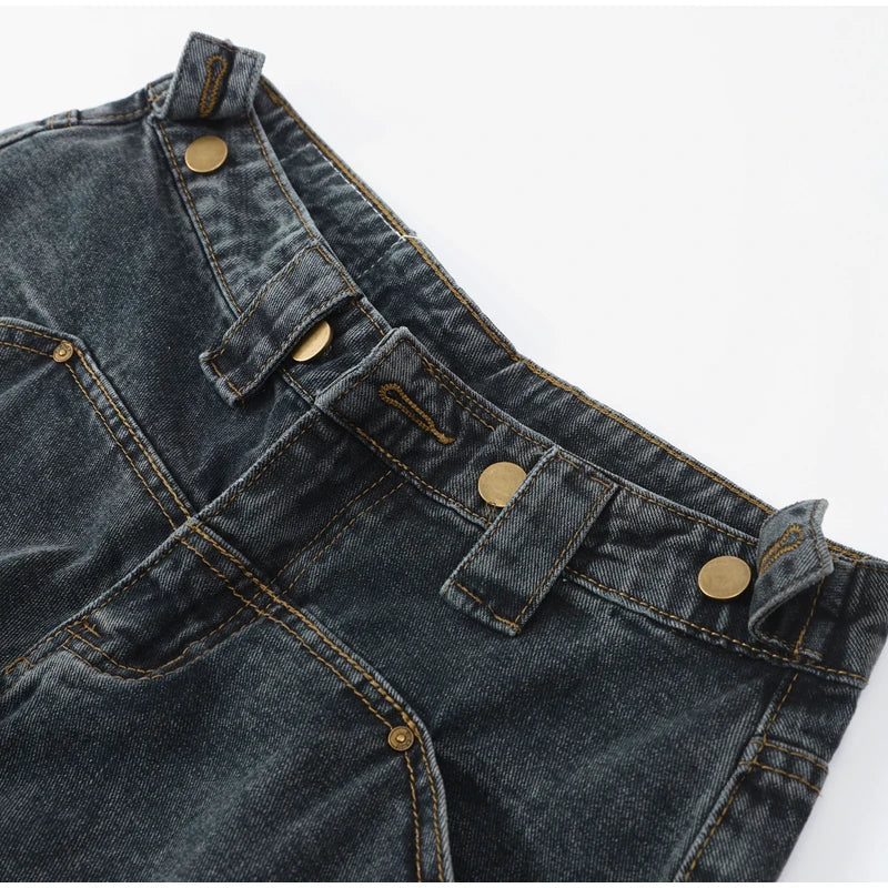 Dam Loose Jeans Trendig Regnbågsdesign Polyester och Bomull 6