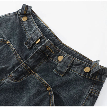 Dam Loose Jeans Trendig Regnbågsdesign Polyester och Bomull 6