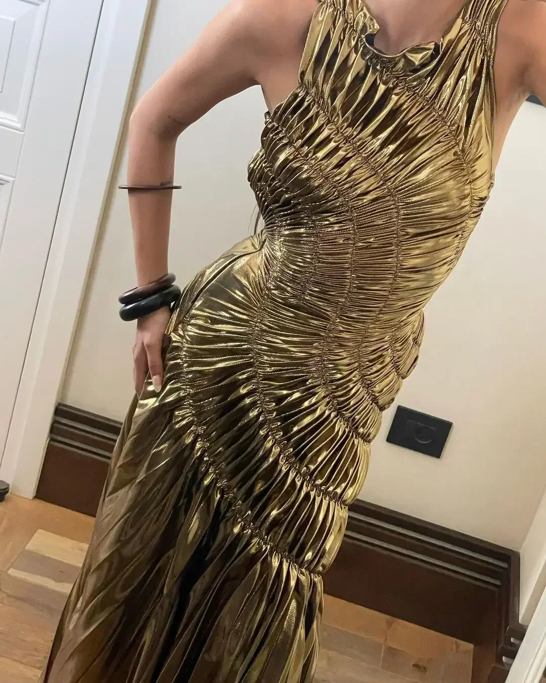 Variant image for Dam Maxiklänning O-hals Bomull Golvlång Elegant-1