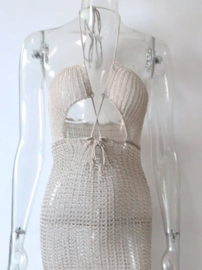 Maxiklänning Dam Monokrom Polyester Spandex Lång Klänning-5