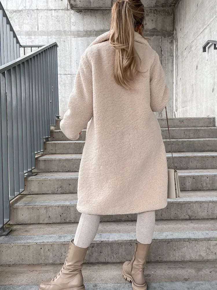 Lång Vinterjacka Dam i Fleece med Elegant Design – Varm och Bekväm för Kalla Vinterdagar 2