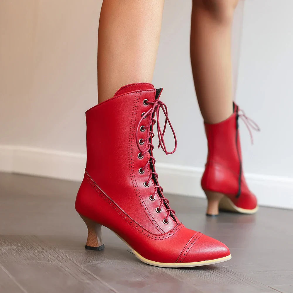 Dam Midi Stövlar Korsad Design PU Med Kort Plysch Foder-3