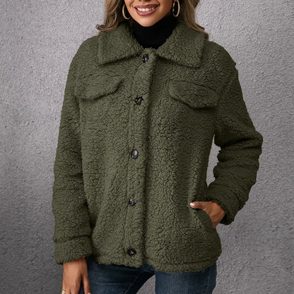 Damjacka Teddyjacka Lösa Snitt Mjuk Fleece-3