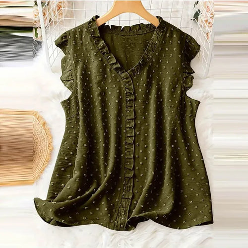 Dam Blus Avslappnad Stil 100% Bomull Elegant Design-1