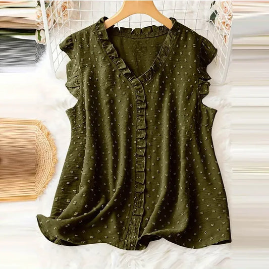 Dam Blus Avslappnad Stil 100% Bomull Elegant Design-1