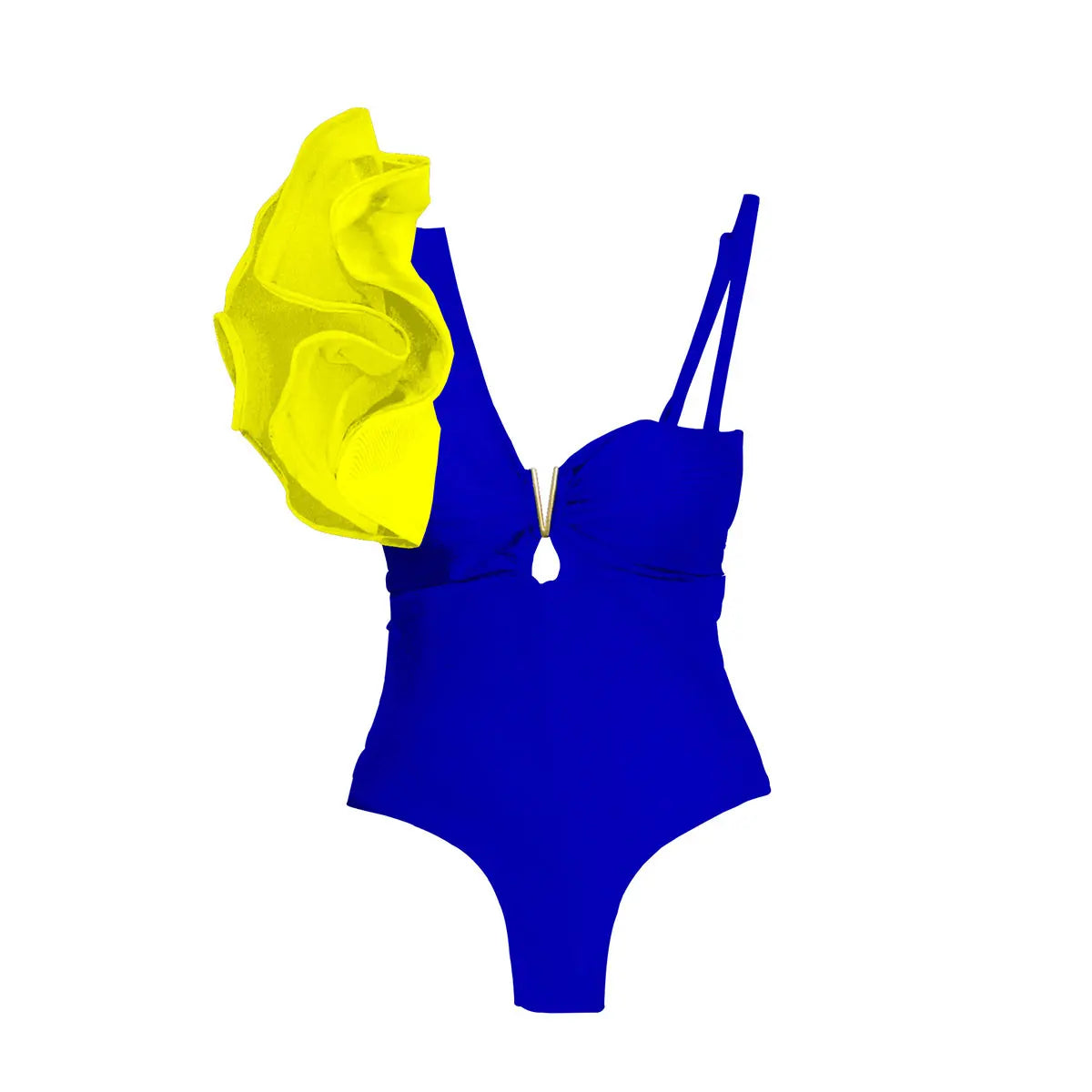 Variant image for Baddräkt Dam En Bit Blommönster med Ruffles Elastan Nylon Polyester-91