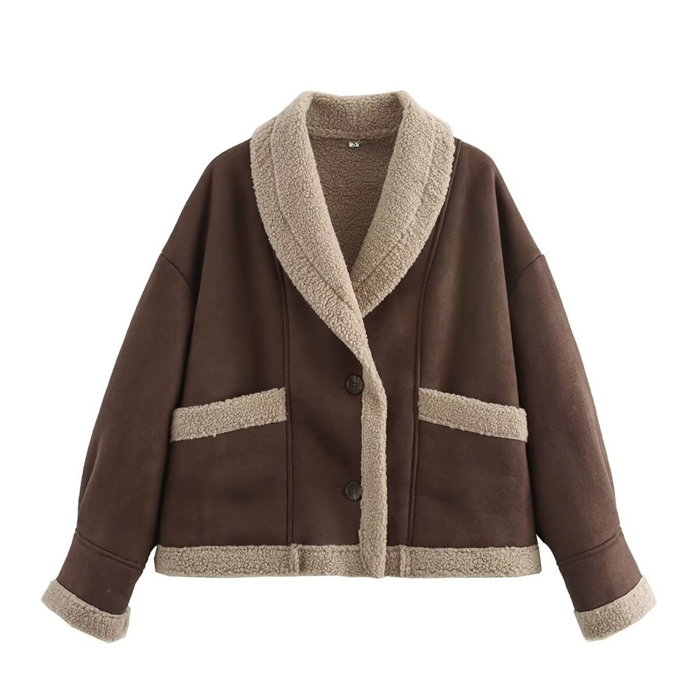 Variant image for Damjacka Suede Stilren med Fickor för Dam-13
