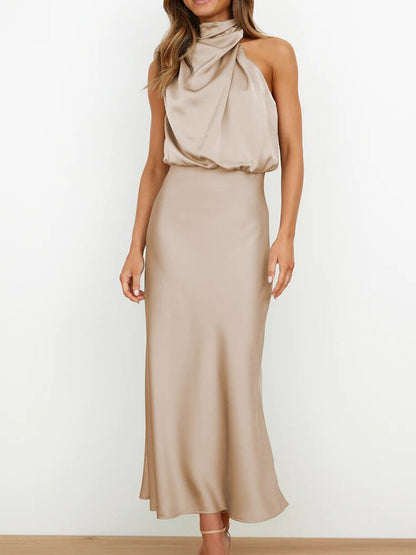 Dam Maxiklänning A-Line Syntetfiber Med Öppna Axelband-4