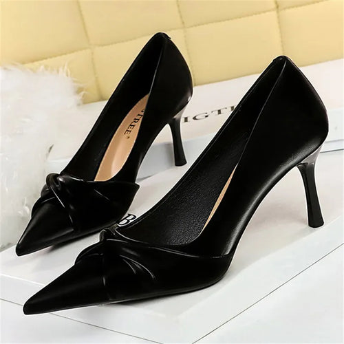 Dam Pumps Slip-On PU Material Elegant Högklackad-1