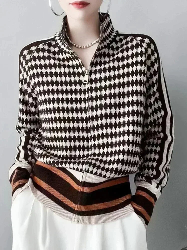 Stickad Dam Tröja Modern Mysig Akrylblandning-2