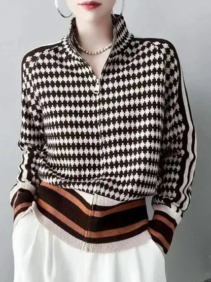 Stickad Dam Tröja Trendig Ullmix Varm Komfortabel-2