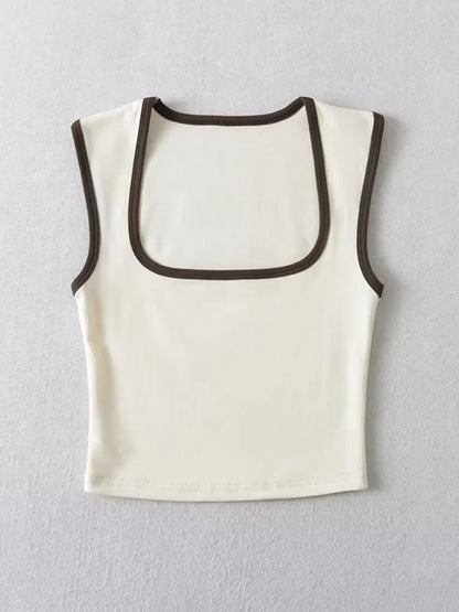 Ärmellös Crop Top för Dam med Fyrkantig Halsringning – Smal Passform i Bomull och Elastan, Perfekt för Alla Tillfällen 2