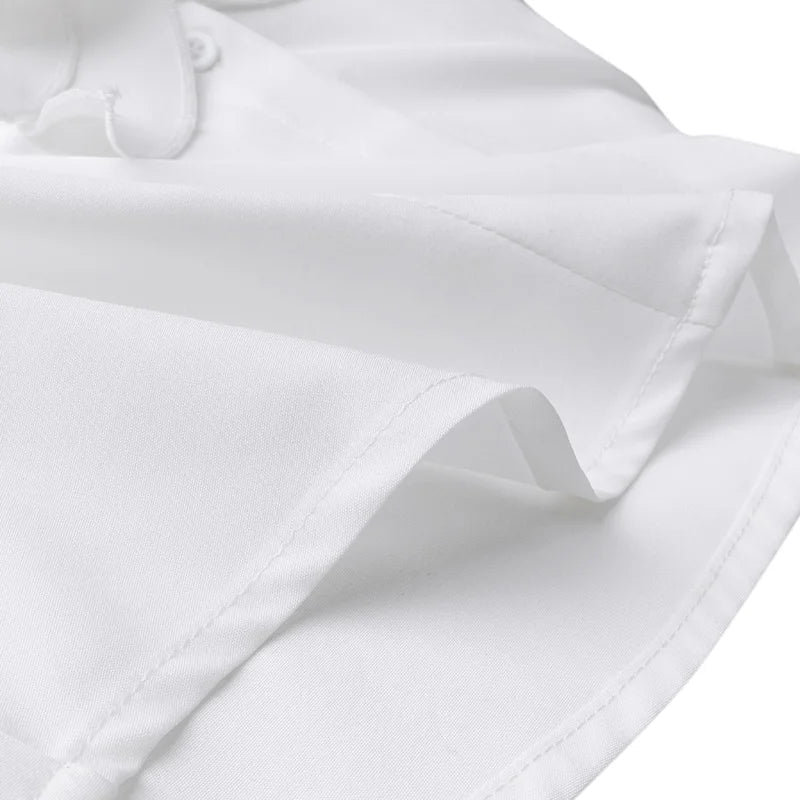 Vit Dam Blus Klassisk Passform Polyester Spandex-5