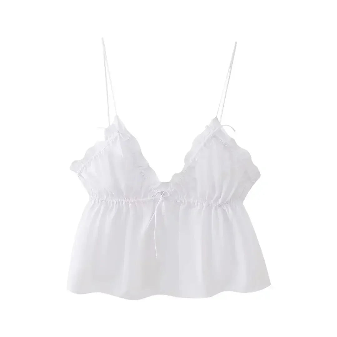 Dam Topp Snörning Veckad Design Festtoppar 100% Polyester 5