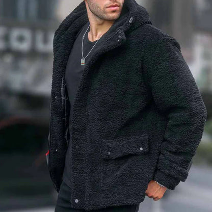 Herrar Hoodie i Teddypäls med Huva Mjuk Polyester 1