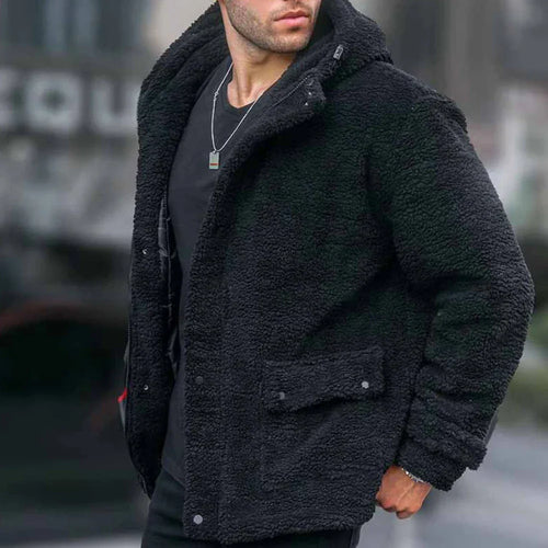 Herrar Hoodie i Teddypäls med Huva Mjuk Polyester 1