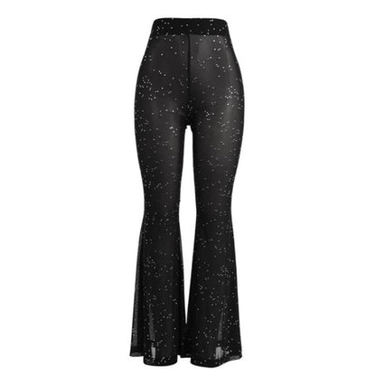 Kvinnors Utställda Jeans Högt Midjeband Polyester-1