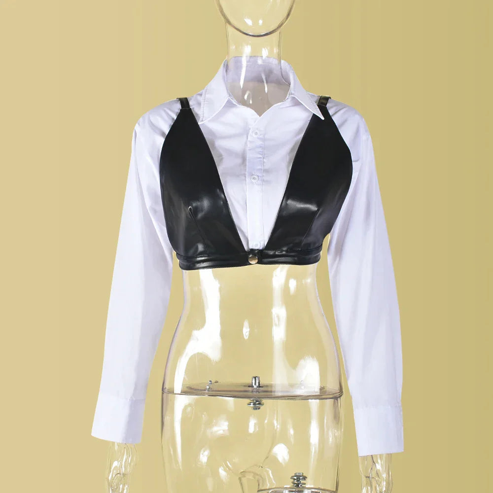 Dam Crop Top Set Figurnära Bomull och Polyester-1