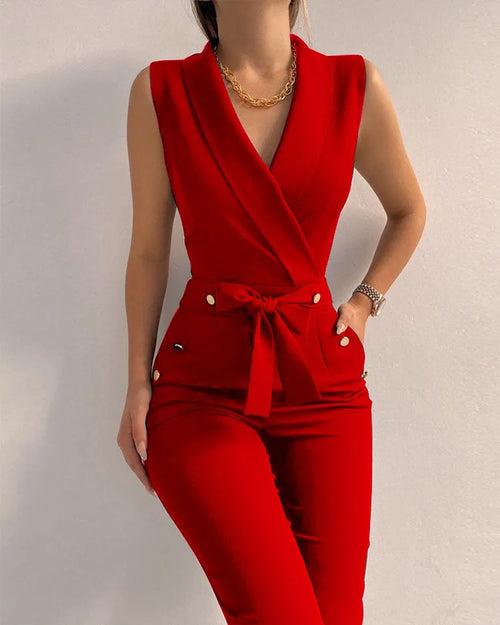 Dam Jumpsuit Rak Silhuett Mjuk Polyester-1