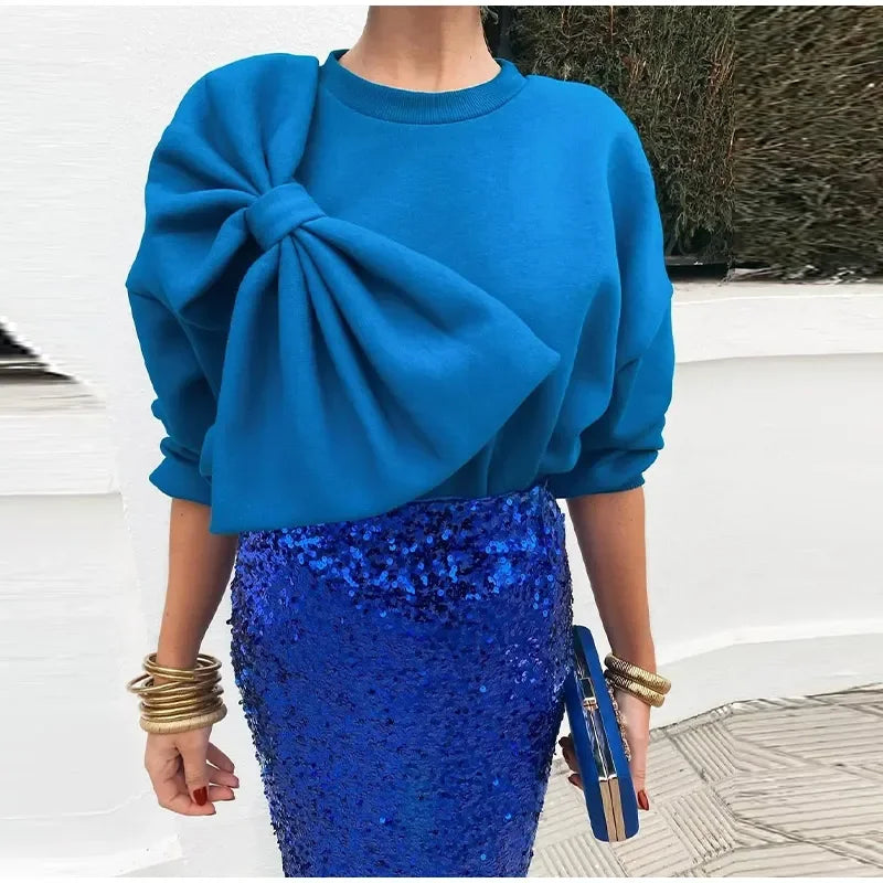 Stickad Dam Tröja med Band Detaljer i Hög Kvalitet-4