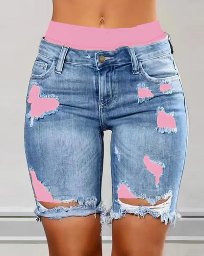 Dam Shorts Knappstängning Polyester-1