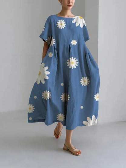 Dam Klänning Klassisk Lätt Bomull Elegant-1