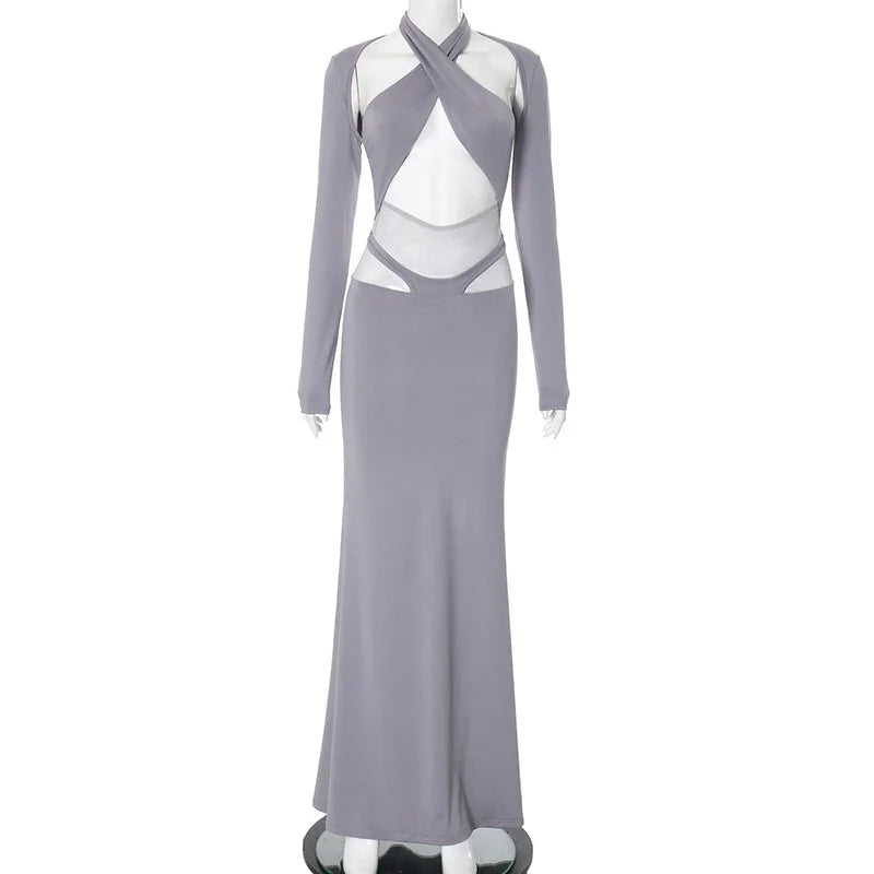 Variant image for Maxiklänning Dam med Attraktiv Bakre Design i Polyester och Spandex-1