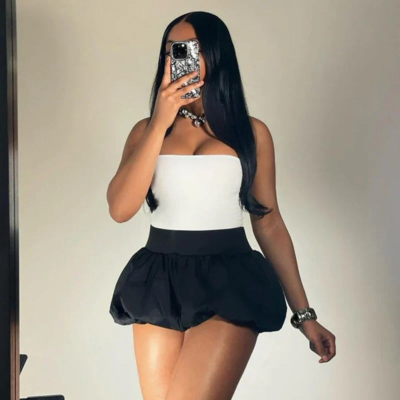 Kvinna Kjol Monokrom Bomull Polyester Casual Fit-3