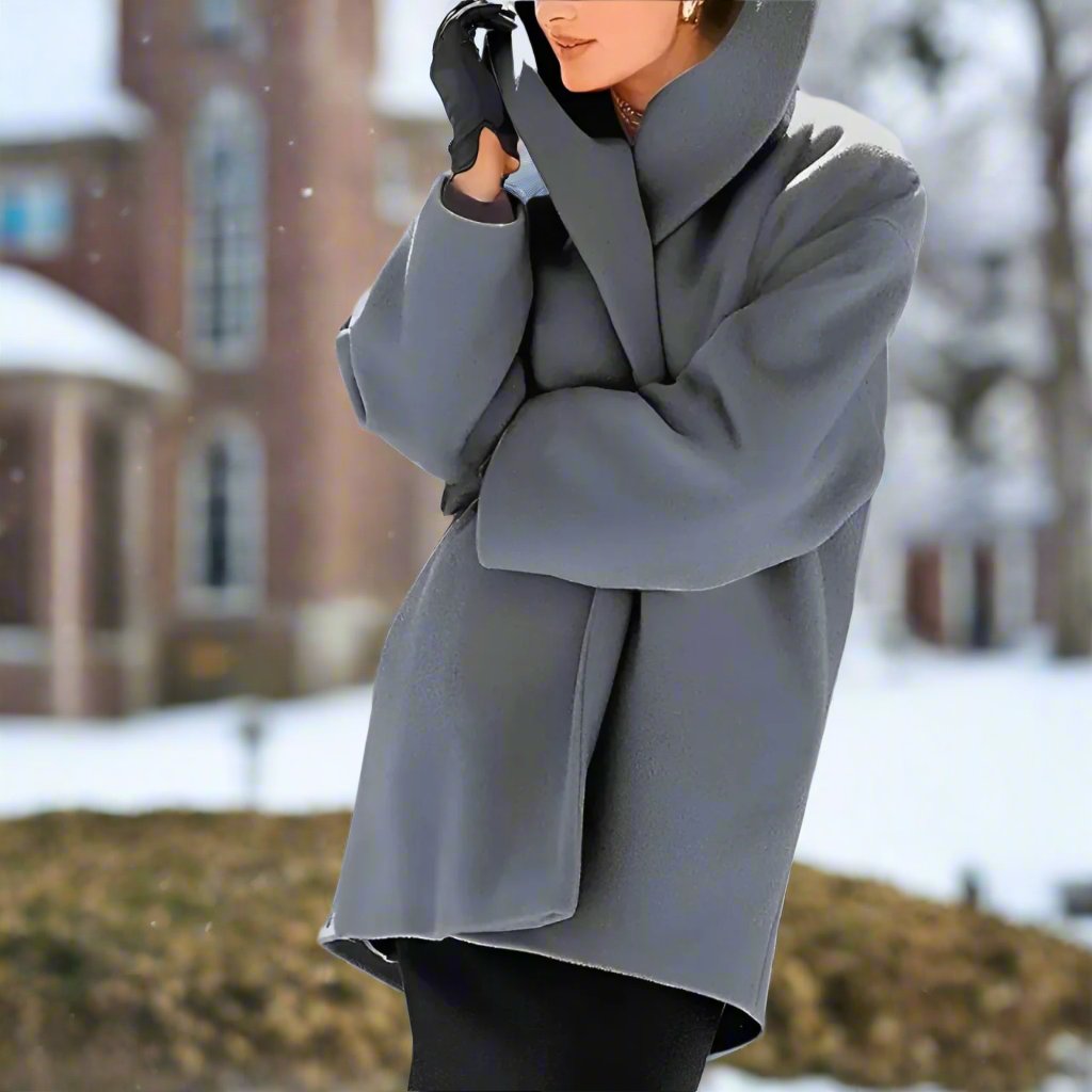 Dam Kappa Sjalkrage Ullblandning Vinterkappa-2