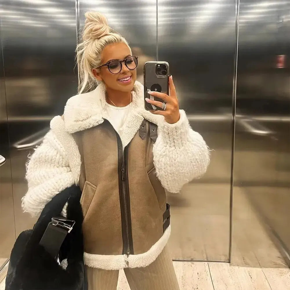 Dam Vinterväst Stort Snitt Mjuk Textil-6