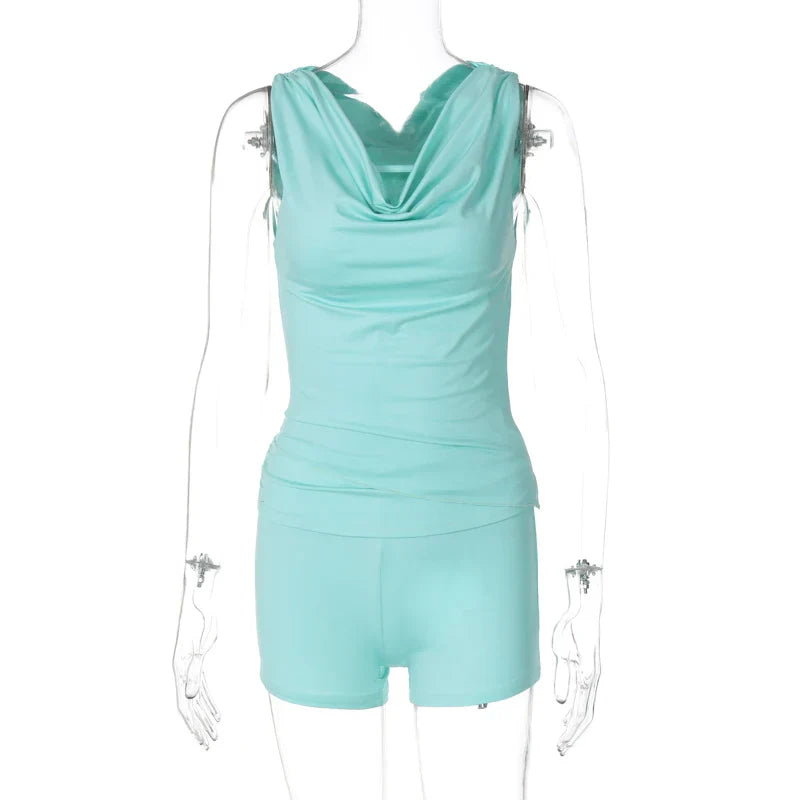 Dam Shorts Avslappnad Spandex Polyester-1