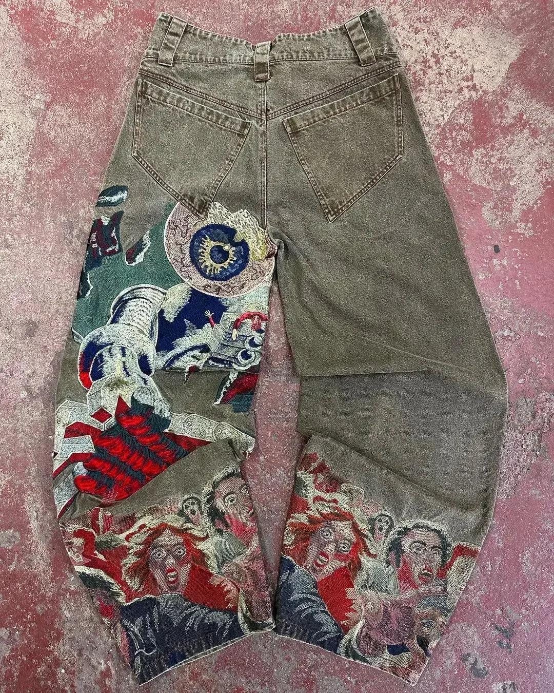 Variant image for Dam Jeans Avslappnad Broderad Denim Medelhög Midja Ankel-Längd-5