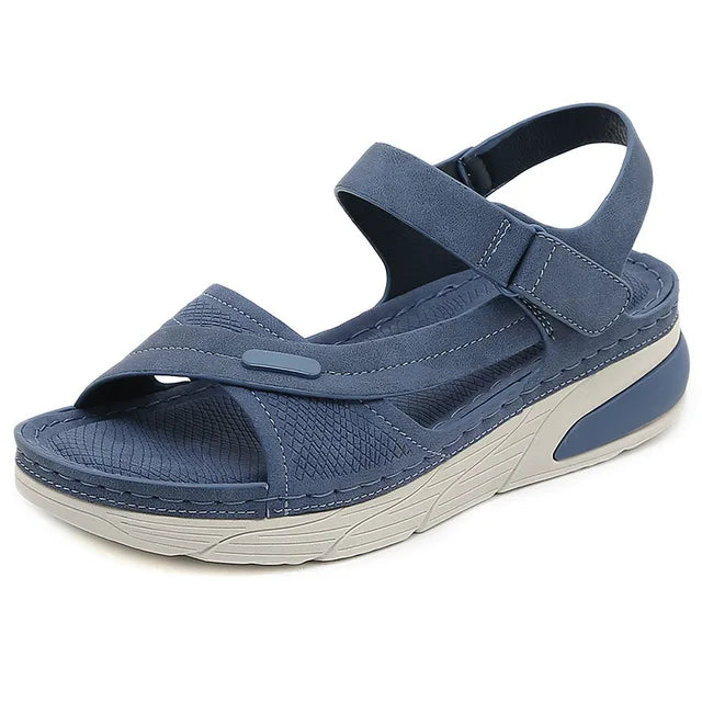 Dam Sandaler Wedge Heel Justerbart Bälte Syntetiskt Läder-5