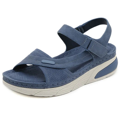 Dam Sandaler Wedge Heel Justerbart Bälte Syntetiskt Läder-5