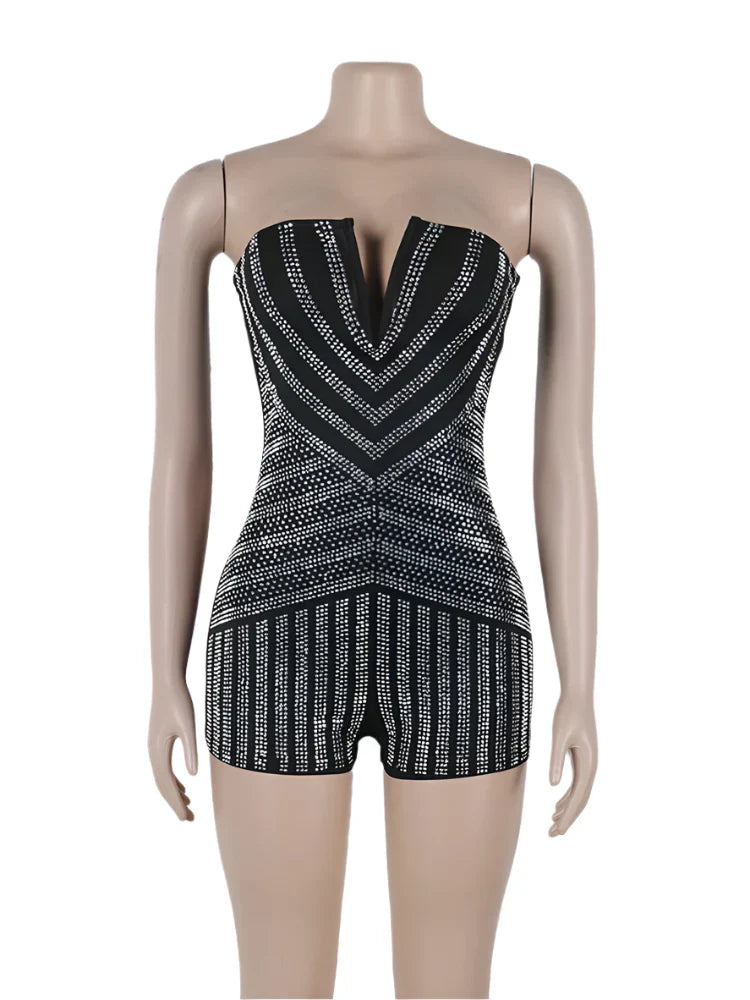 Dam Jumpsuit Elegant med Glittrande Detaljer Polyester-3