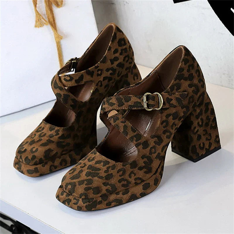 Dam Skor Mary Jane Vinkeltå Flockmaterial Trendig Komfort-5