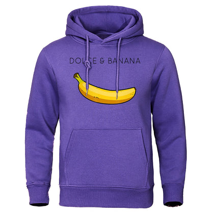 Hoodie Herr med Banantryck Lätt Passform Acetat-Bomull 14