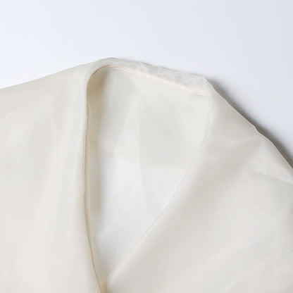 Vit Blus Dam med Blommönster och Lykta Ärmar i Polyester-6