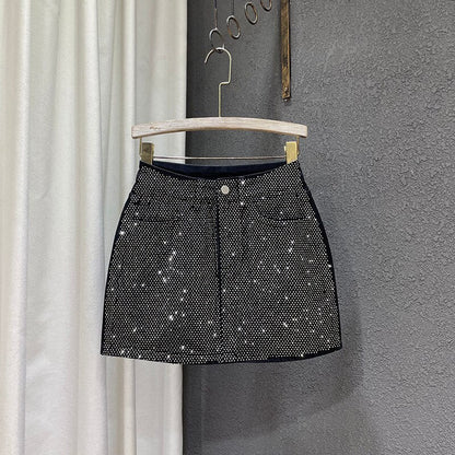 Variant image for Dam Jeanskjol A-linjeformad med Strass Detaljer i Denim-9